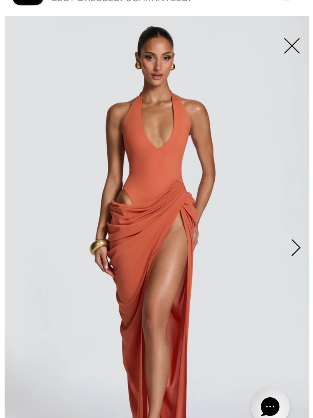 BABYBOO ADELE MAXI DRESS HIGH SLIT - BURNT ORANGE